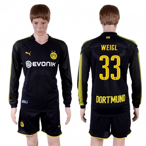 Dortmund #33 Weigl Away Long Sleeves Soccer Club Jersey