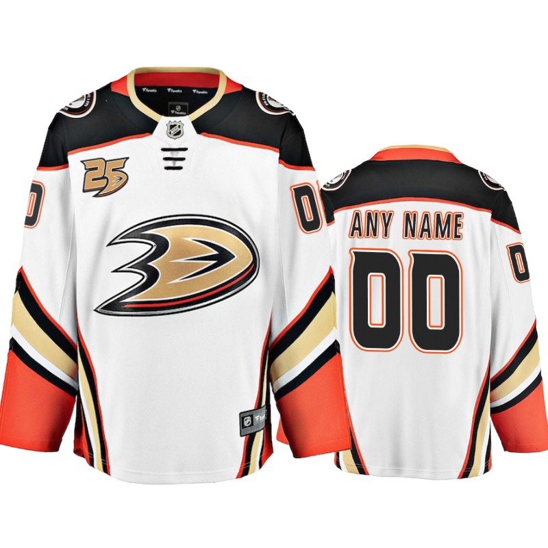 Ducks Custom White Away 25th Anniversary Jersey