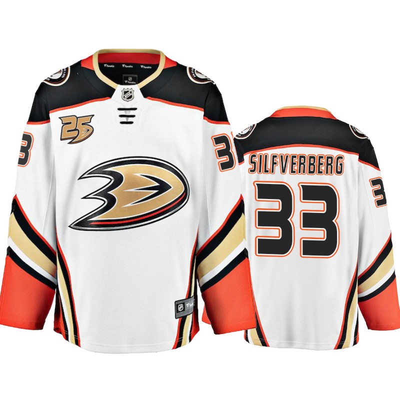 Ducks Jakob Silfverberg White Away 25th Anniversary Jersey
