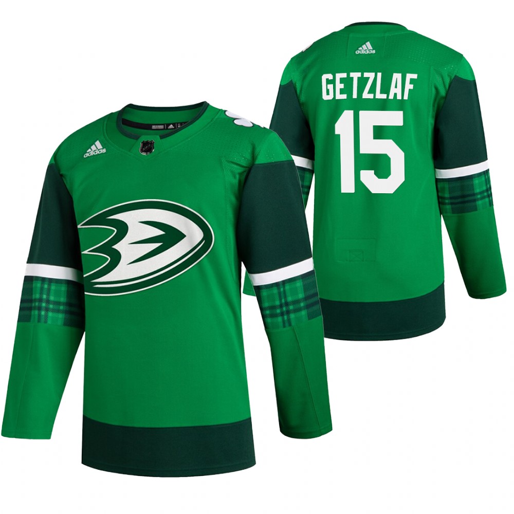 Ducks Ryan Getzlaf 2020 St. Patrick's Day Green #15 Jersey Authentic Player