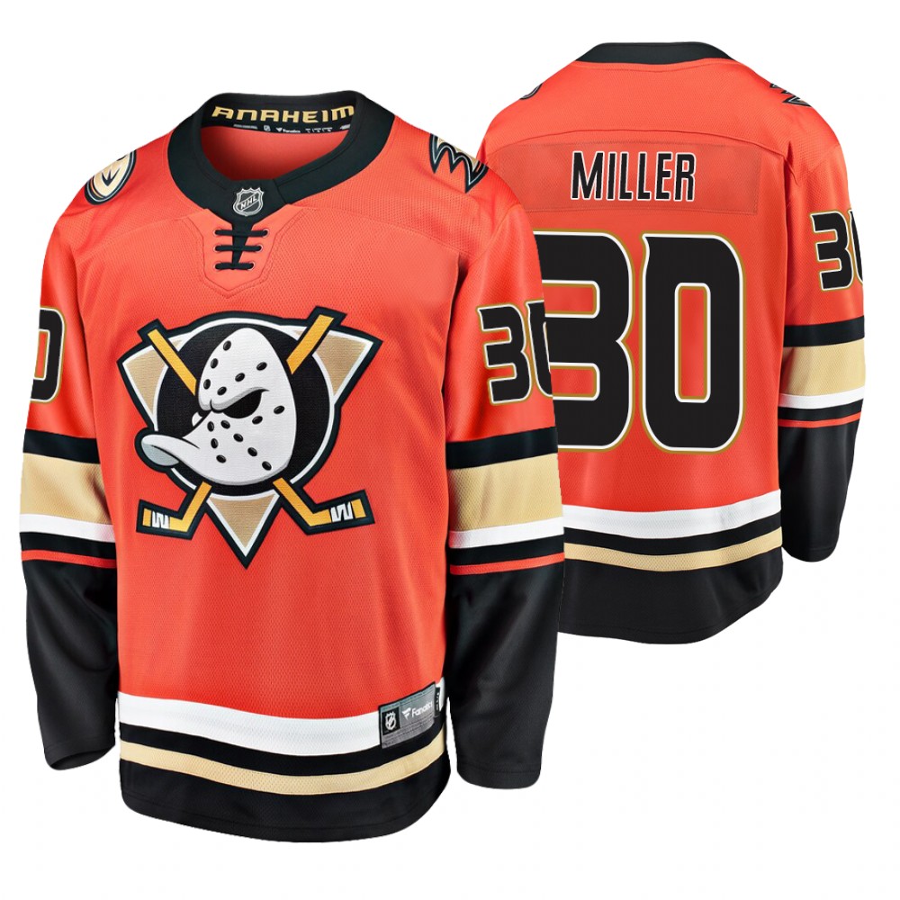 Ducks Ryan Miller Orange Alternate Premier Breakaway Jersey