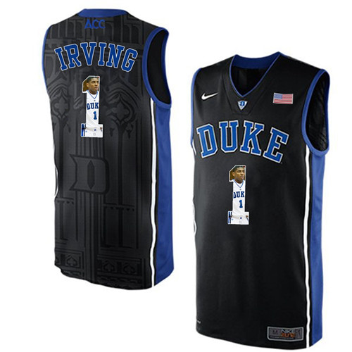 Duke Blue Devils Black Kyrie Irving NCAA College Basketball Player Portrait Fashion Jersey