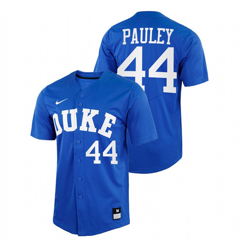 Duke Blue Devils Graham Pauley Men Royal College Baseball Replica Jersey