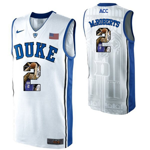 Duke Blue Devils White Josh McRoberts NCAA College Basketball Player Portrait Fashion Jersey