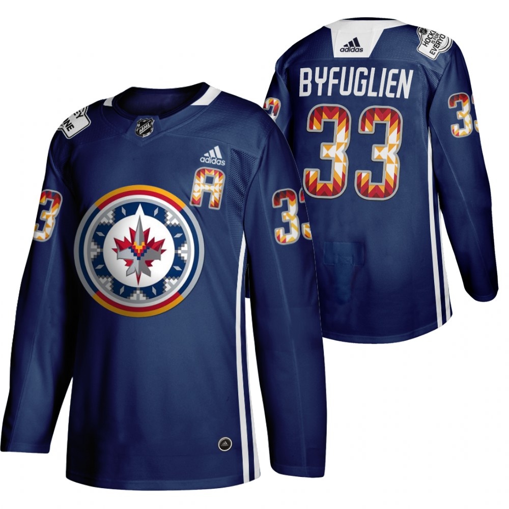 Dustin Byfuglien Jets 2020 WASAC Night Indigenous Heritage Navy Jersey