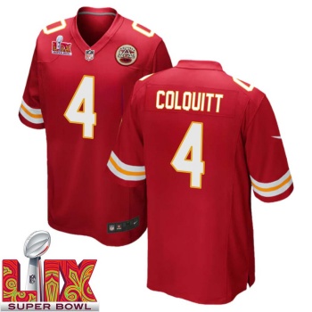Dustin Colquitt No 4 Men Super Bowl LIX Kansas City Chiefs Home Game 2025 Jersey- Replica