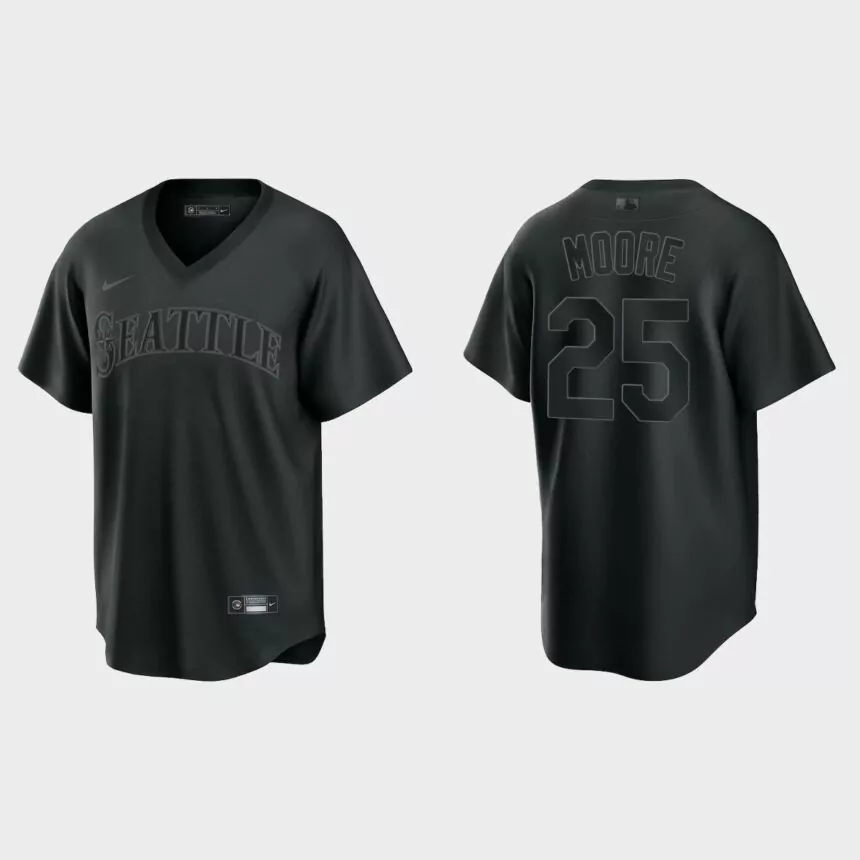 Dylan Moore Seattle Mariners Pitch Black Fashion Replica Jersey – Black