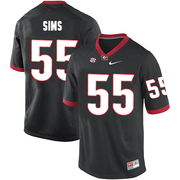 Dyshon Sims Georgia Bulldogs Men's Jersey - #55 NCAA Black Limited Home