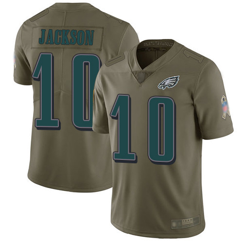 Eagles #10 DeSean Jackson Olive Men's Stitched Football Limited 2017 Salute To Service Jersey
