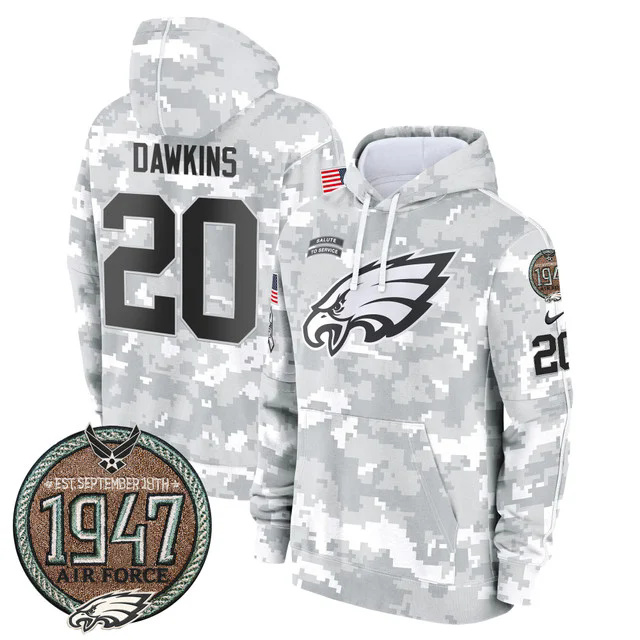 Eagles 2024 Salute to Service Establishment Year Patch Fleece Pullover Hoodie AIR FORCE #20 DAWKINS.webp
