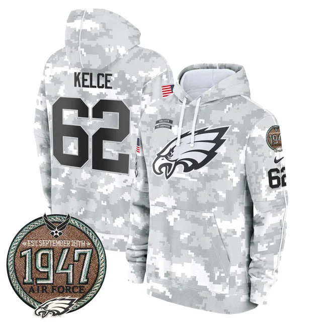 Eagles 2024 Salute to Service Establishment Year Patch Fleece Pullover Hoodie AIR FORCE #62 KELCE.webp