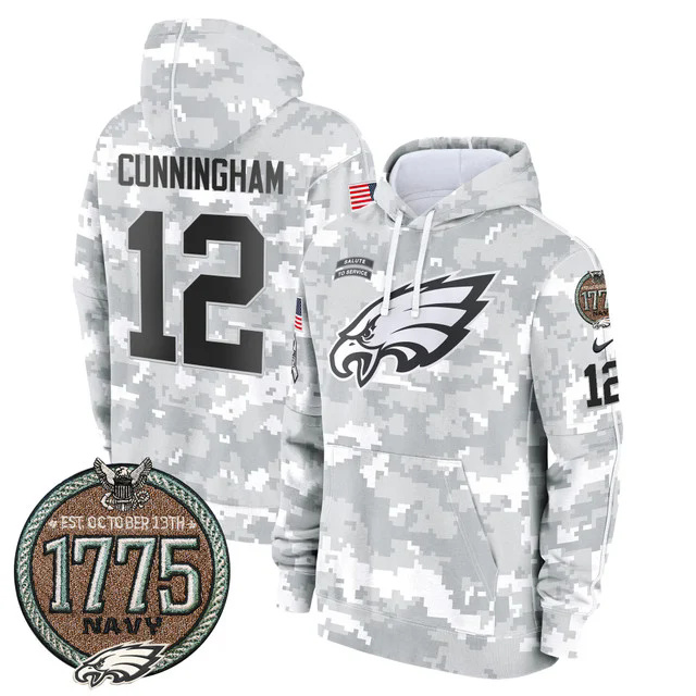 Eagles 2024 Salute to Service Establishment Year Patch Fleece Pullover Hoodie NAVY #12 CUNNINGHAM.webp