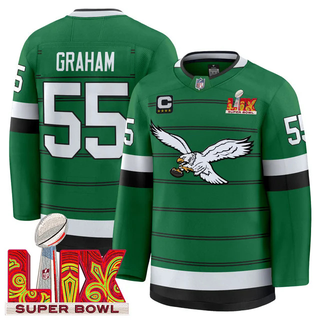 Eagles Kelly Green Hockey Premium Jersey  #55 GRAHAM.webp