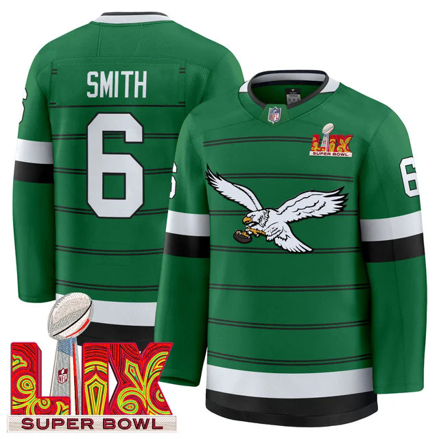 Eagles Kelly Green Hockey Premium Jersey #6 SMITH.webp