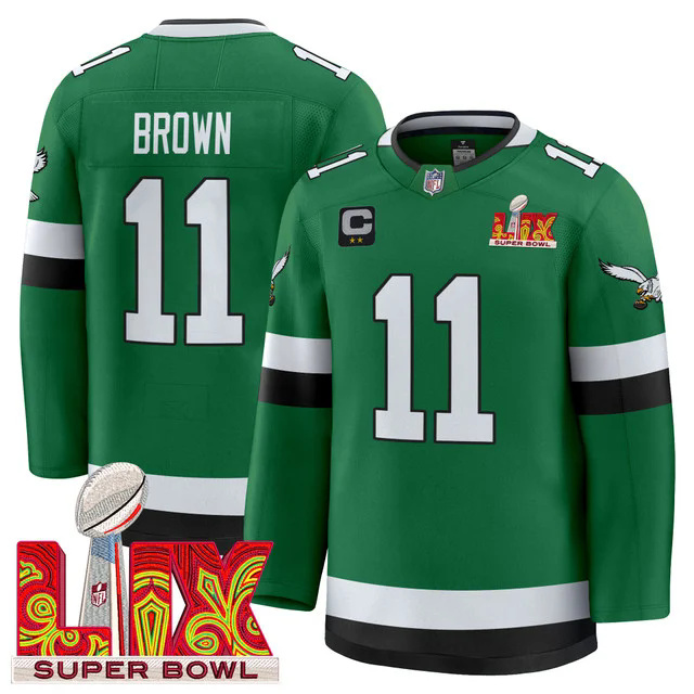 Eagles Kelly Green Hockey Premium Jersey V2 #11 BROWN.webp