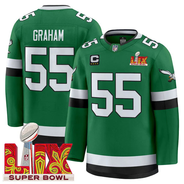 Eagles Kelly Green Hockey Premium Jersey V2 #55 GRAHAM.webp