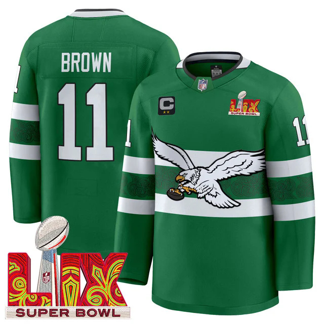 Eagles Kelly Green Hockey Premium Jersey V3 #11 BROWN.webp
