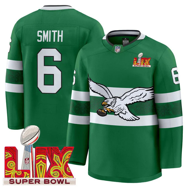Eagles Kelly Green Hockey Premium Jersey V3 #6 SMITH.webp