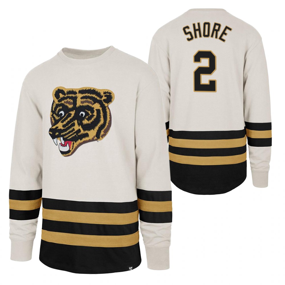Eddie Shore Boston Bruins Center Ice Crew White Retro Cotton Jersey