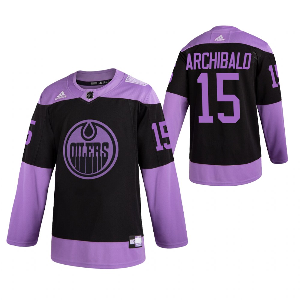 Edmonton Oilers HockeyFightsCancer Josh Archibald Purple Jersey Authentic