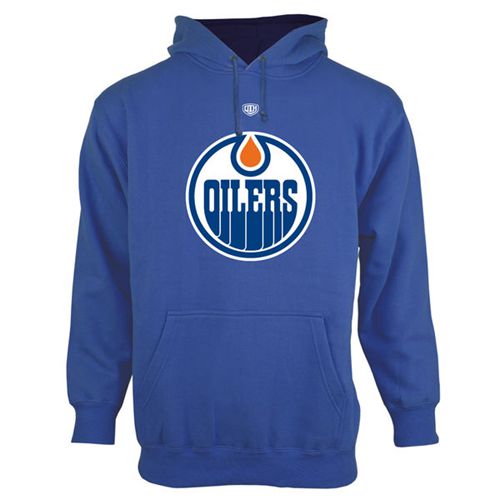 Edmonton Oilers Old Time Hockey Big Logo with Crest Pullover Hoodie Royal Blue