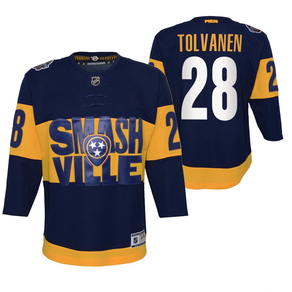 Eeli Tolvanen Nashville Predators Navy 2022 Stadium Series Youth Jersey Primegreen Authentic