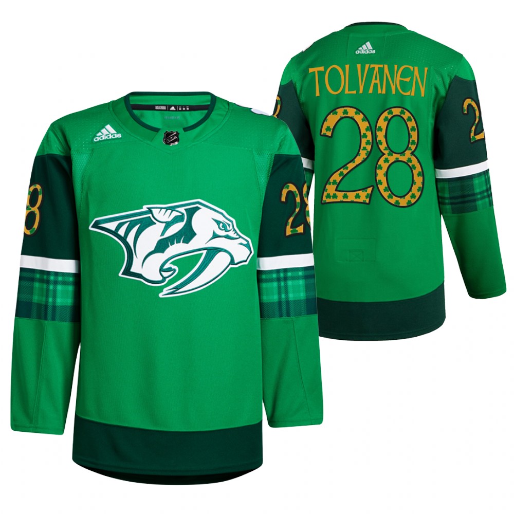Eeli Tolvanen Predators St. Patricks Day Jersey Green Warm-Up