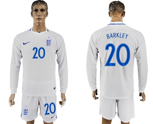 England #20 Barkley Home Long Sleeves Soccer Country Jersey