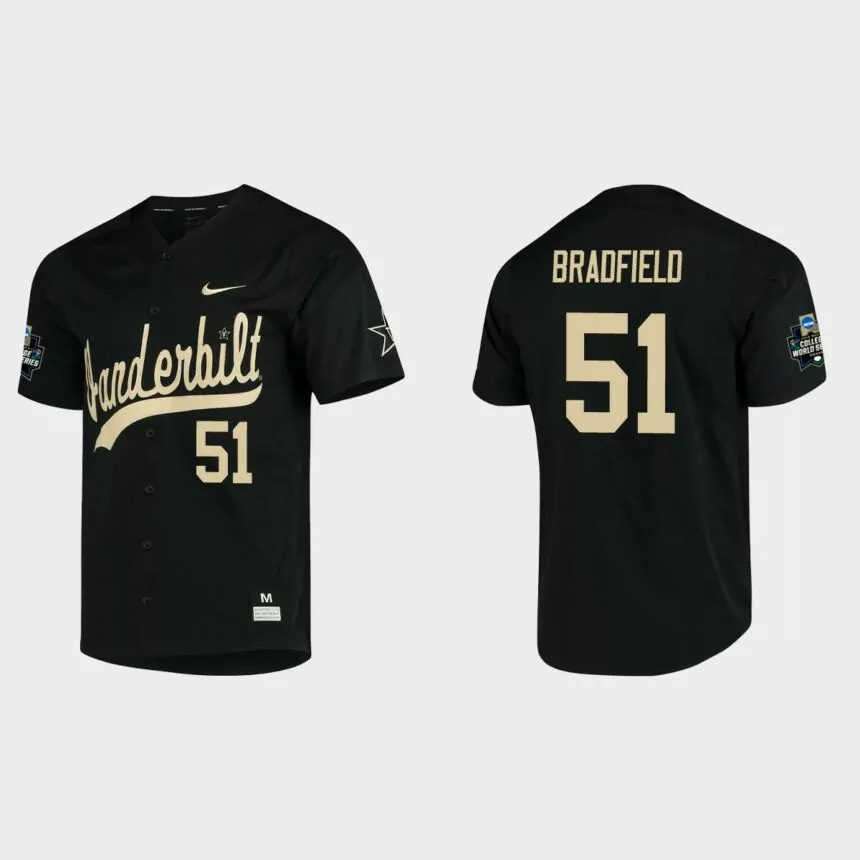 Enrique Bradfield Vanderbilt Commodores College World Series Baseball Jersey – Black