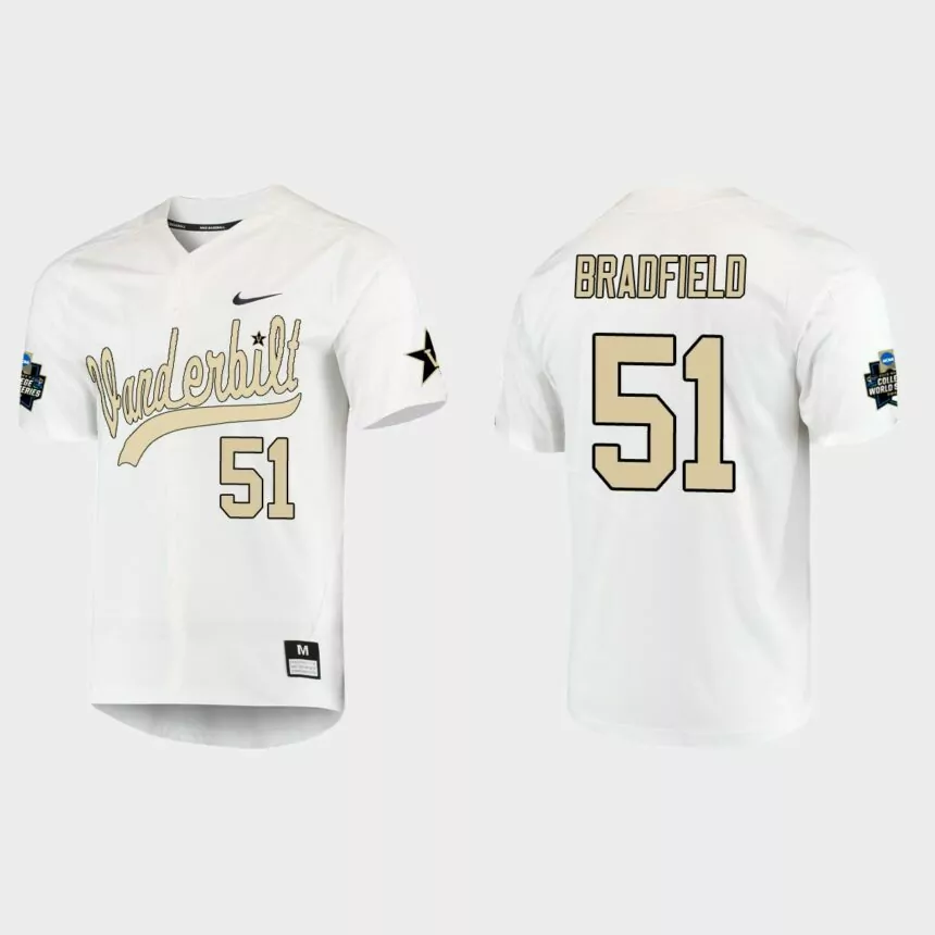 Enrique Bradfield Vanderbilt Commodores College World Series Baseball Jersey – White