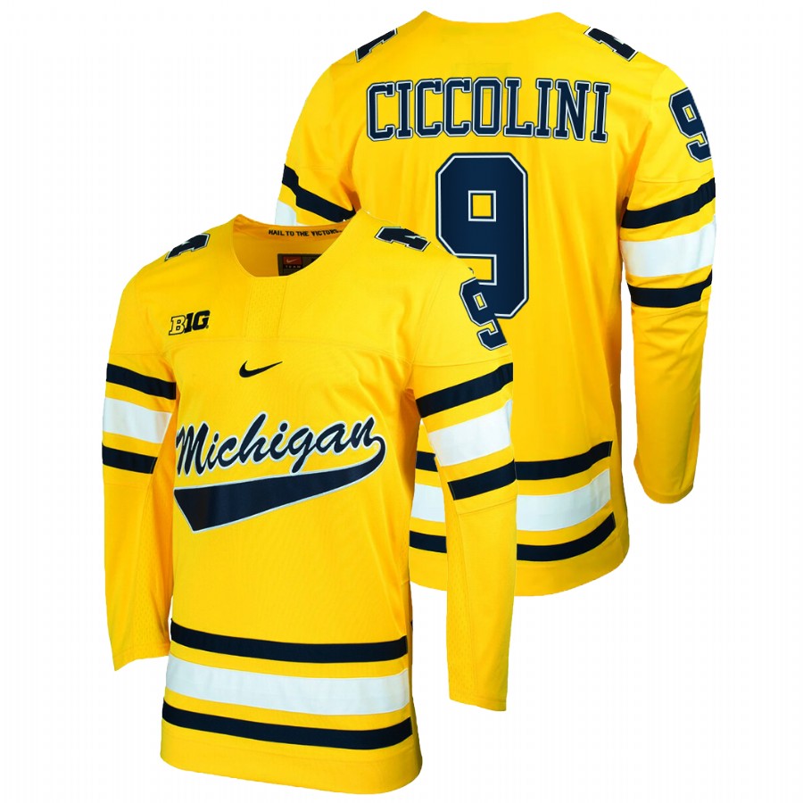 Eric Ciccolini College Hockey Michigan Wolverines Maize Jersey
