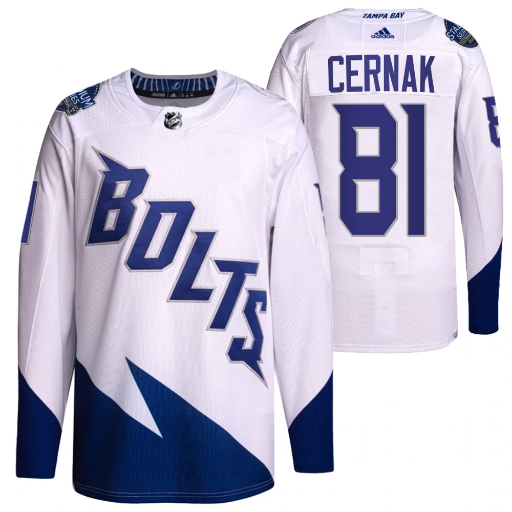 Erik Cernak Tampa Bay Lightning White 2022 Stadium Series Primegreen Authentic Jersey