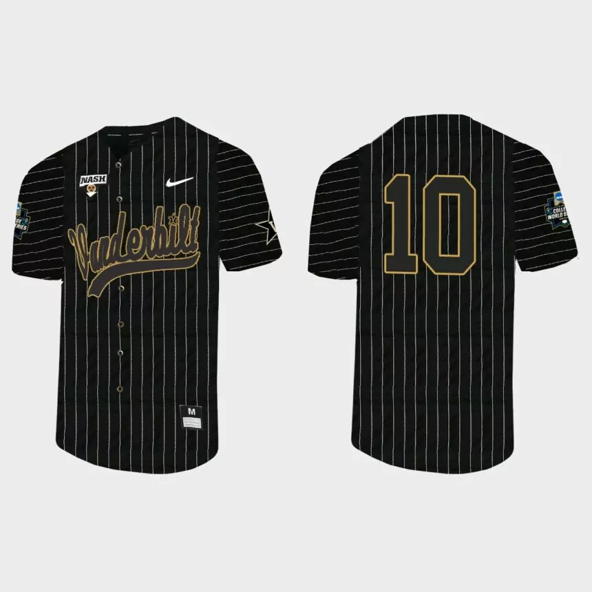 Ethan Paul Vanderbilt Commodores 2021 College World Series Pinstripe Baseball Jersey – Black