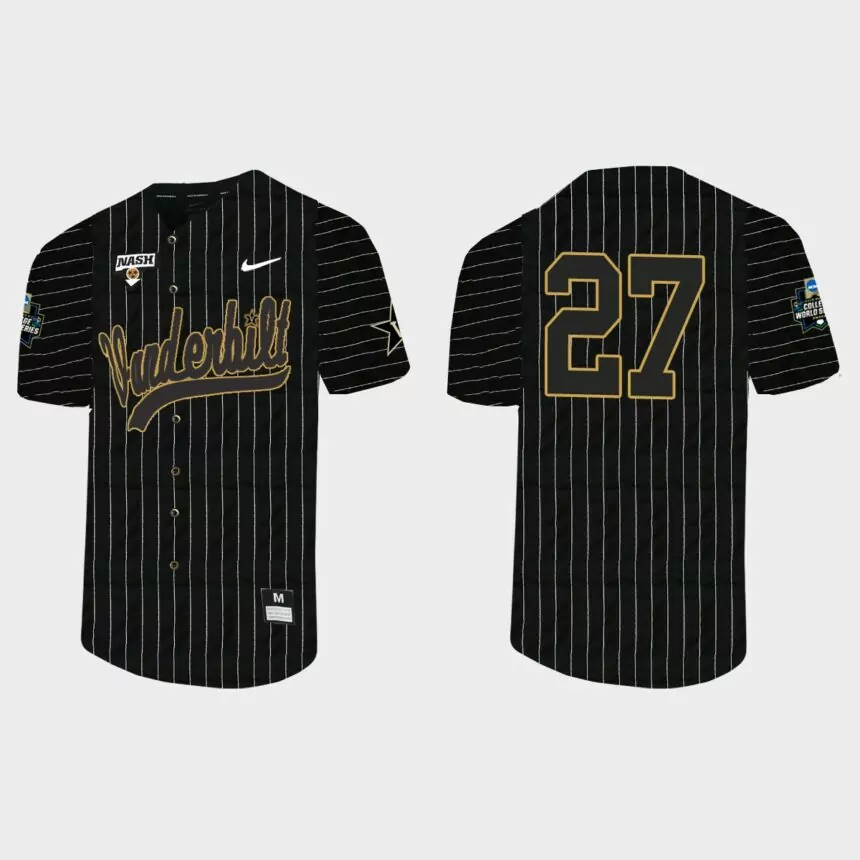 Ethan Smith Vanderbilt Commodores 2021 College World Series Pinstripe Baseball Jersey – Black