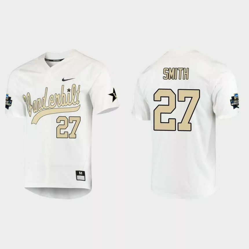 Ethan Smith Vanderbilt Commodores College World Series Baseball Jersey – White