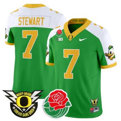 Evan Stewart Jersey #7 Oregon Ducks 2025 Rose Bowl Game Patch Green Alternate