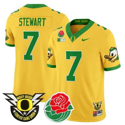Evan Stewart Jersey #7 Oregon Ducks 2025 Rose Bowl Game Patch Vapor Gold