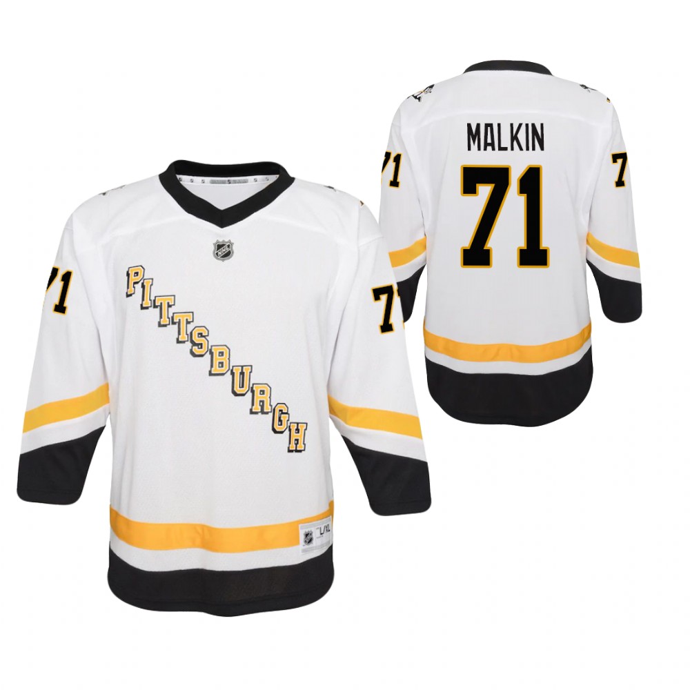 Evgeni Malkin Pittsburgh Penguins 2021 Reverse Retro White Youth Jersey Replica
