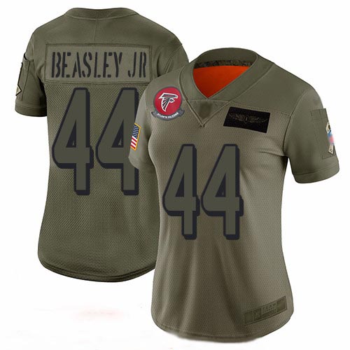 Falcons #44 Vic Beasley Jr Camo Women's Stitched Football Limited 2019 Salute to Service Jersey