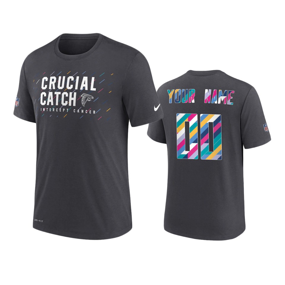 Falcons Charcoal Custom 2021 NFL Crucial Catch T-Shirt