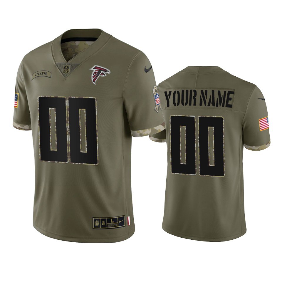 Falcons Olive Custom Limited Jersey 2022 Salute To Service