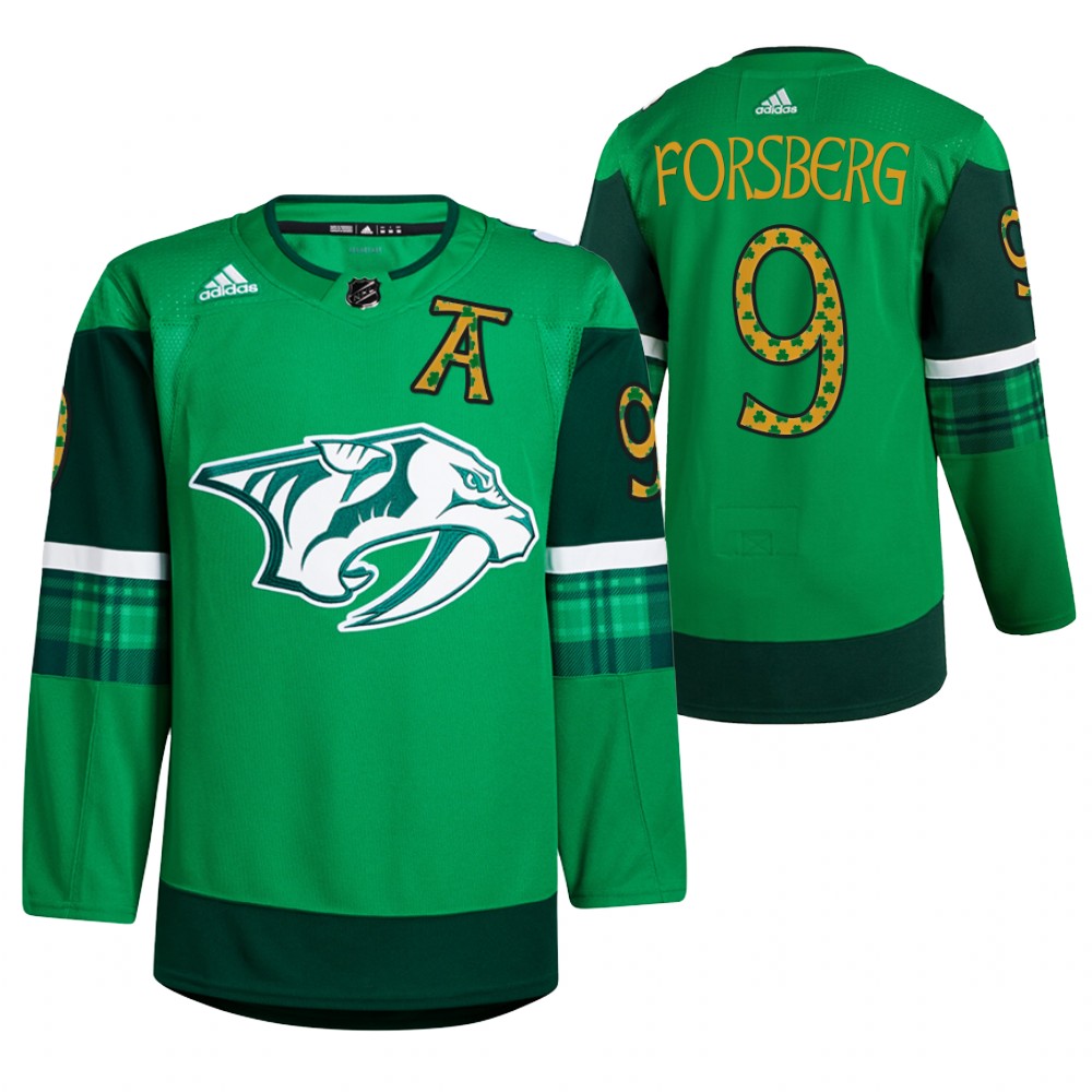 Filip Forsberg Predators St. Patricks Day Jersey Green Warm-Up