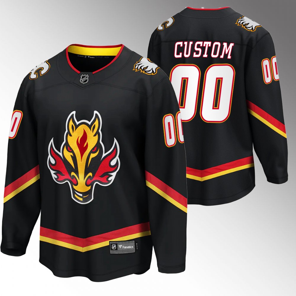Flames #00 Custom Black 2022-23 Alternate Jersey
