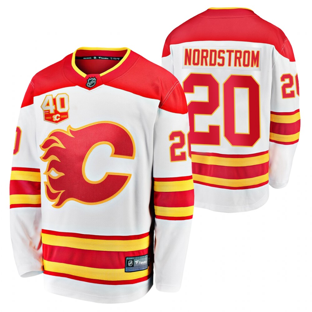 Flames #20 Joakim Nordstrom White 2020-21 40th Anniversary Jersey
