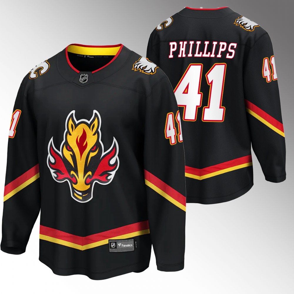 Flames #41 Matthew Phillips Black 2022-23 Alternate Jersey