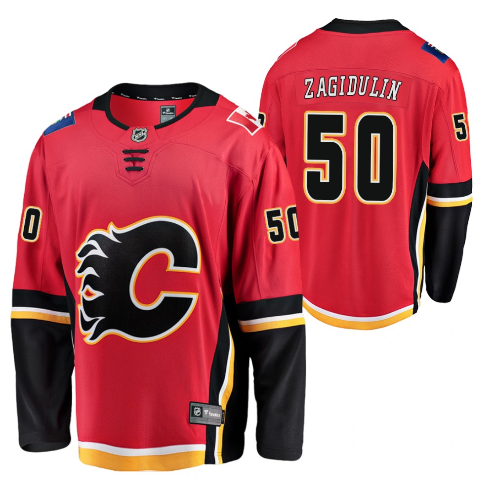 Flames Artyom Zagidulin Jersey Home Red Breakaway Player Men's