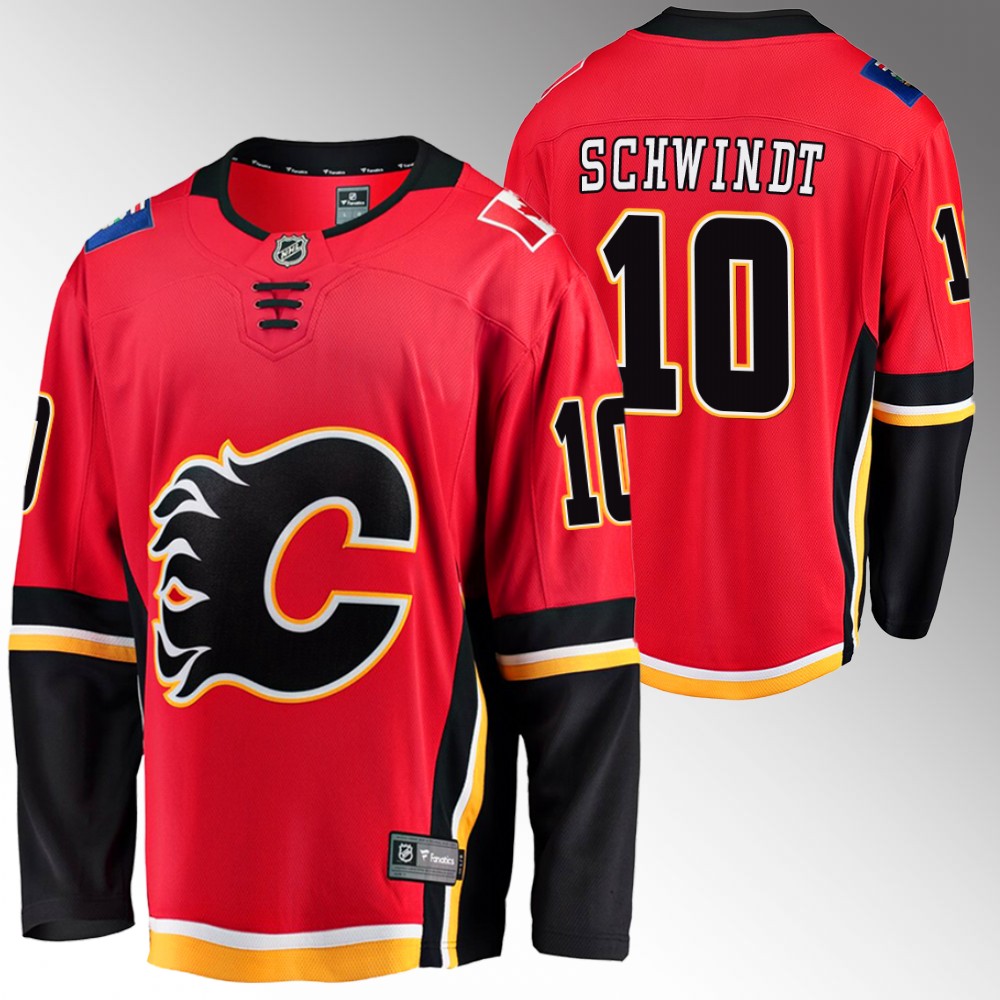 Flames Cole Schwindt Jersey Alternate Red Breakaway Player Men