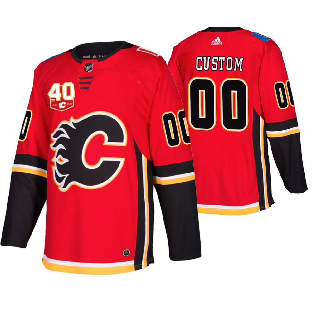 Flames Custom Red 40th Anniversary Retro Third Jersey