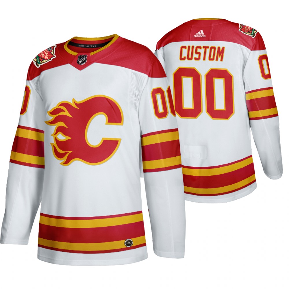 Flames Custom White 2019 Heritage Classic Authentic Jersey