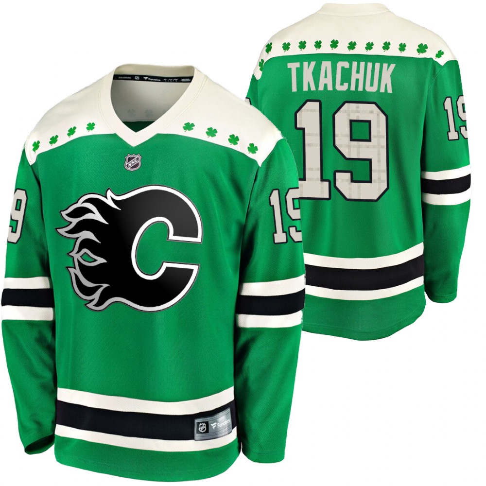 Flames Matthew Tkachuk 2020 St. Patrick's Day Green #19 Breakaway Jersey